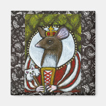 Mouse or Rat Queen with cat Refrigerator Magnet