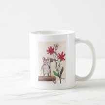 mouse with red flowers coffee mugs