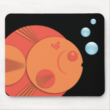 Mousemat, Circle Fish, orange, blue bubbles Mouse Pads
