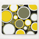 Mousemat, retro dots, yellow, white, drab green mousepad