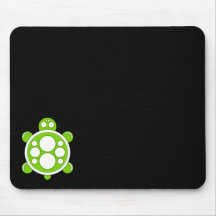 Mousemat, round turtle, white, lime green, black mouse pads