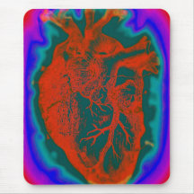 Mousepad coeur anatomique dans le look batiker tapis de souris