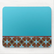 Mousepad Cyan Blue Brown Elegant Mousemat
