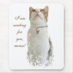 Mousepad floral blanc de chat tapis de souris