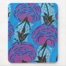 Mousepad floral pourpre et bleu d'art déco vintage tapis de souris
