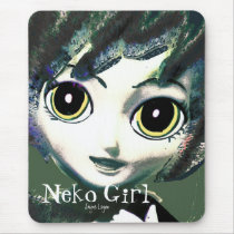 Mousepad, Neko Girl Green (Digital Art)