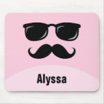 Mousepad rose personnalisé drôle avec la moustache tapis de souris