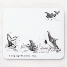 Mousepad with 4 Playful Killer Whales