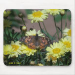 Mousepad with butterfly and yellow flowers