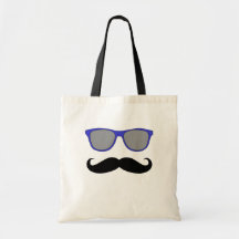 Moustache and Blue Sunglasses Humour Canvas Bag