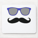 Moustache and Blue Sunglasses Humour Mouse Pad