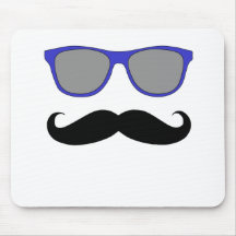 Moustache and Blue Sunglasses Humour Mouse Pad