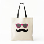 Moustache and Pink Sunglasses Humour Canvas Bags