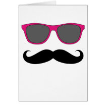 Moustache and Pink Sunglasses Humour Card