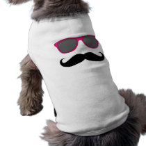 Moustache and Pink Sunglasses Humour Pet Clothing