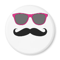 Moustache and Pink Sunglasses Humour Magnets
