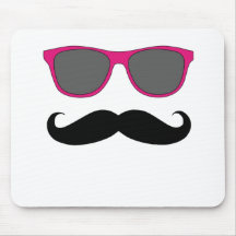 Moustache and Pink Sunglasses Humour Mouse Pad