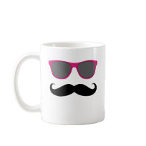 Moustache and Pink Sunglasses Humour Coffee Mugs