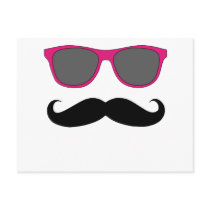 Moustache and Pink Sunglasses Humour Post Card