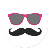 Moustache and Pink Sunglasses Humour Stickers
