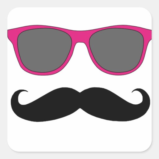 Moustache and Pink Sunglasses Humour Round Stickers