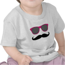 Moustache and Pink Sunglasses Humour T Shirt