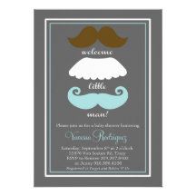 Moustache Baby Shower Custom Announcements