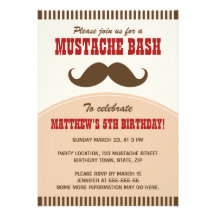 Moustache bash birthday party invitation
