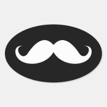 Moustache blanche de guidon sur l'arrière - plan n autocollant ovale
