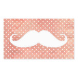 Moustache blanche drôle sur le motif de pois rose cartes de visite personnelles