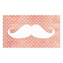 Moustache blanche drôle sur le motif de pois rose cartes de visite personnelles