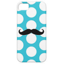 Moustache Blue White Polka Dot iPhone 5 Case