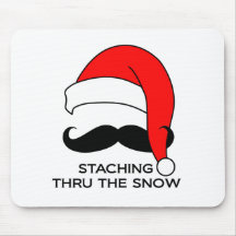 Moustache Christmas - Staching thru the snow Mouse Pads