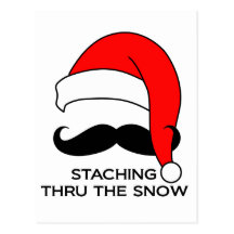 Moustache Christmas - Staching thru the snow Post Card