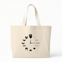 Moustache Clockface Canvas Bags