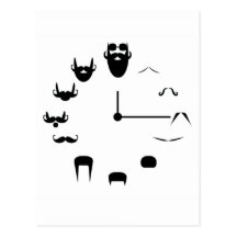 Moustache Clockface Postcards