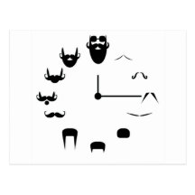 Moustache Clockface Postcards