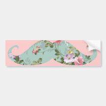 Moustache florale rose rouge vintage Girly drôle Autocollant Pour Voiture