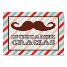 Moustache Gracias Thank you notes Card