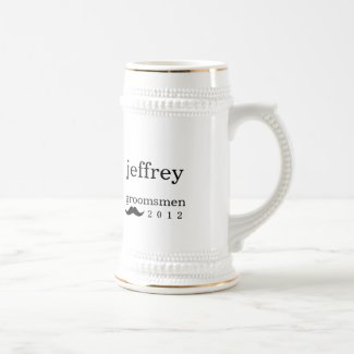 Moustache groomsman bachelor beer stein mug