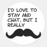 Moustache Humour Round Stickers