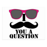Moustache Humour with Pink Sunglasses Post Card