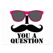 Moustache Humour with Pink Sunglasses Post Card