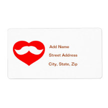 Moustache in Heart Shipping Label