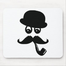 Moustache mit Augen, Pfeife und Hut Mauspads