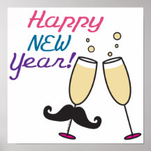 Moustache New Years Posters