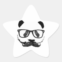 Moustache Pandaz In Da Disco Star Stickers