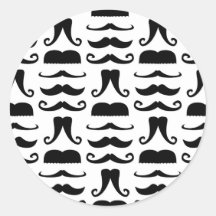 Moustache Print Round Sticker