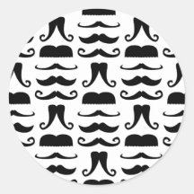 Moustache Print Round Stickers