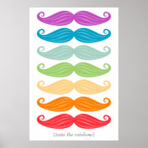Moustache Rainbow Print